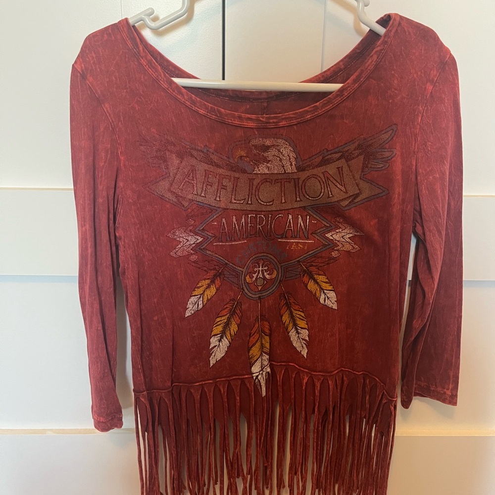 Affliction Red Graphic Long Sleeve Shirt